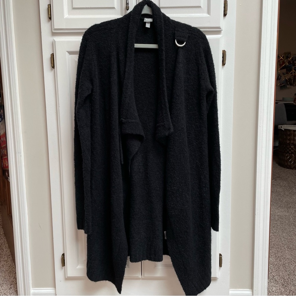 Bench Asymmetric Cardigan Black Boucle Long Line Size XS